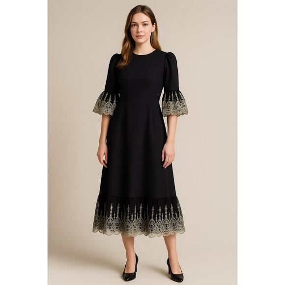 Pomander Place Black Lillith Dress Lace Maxi Size Small NEW - Picture 1 of 11